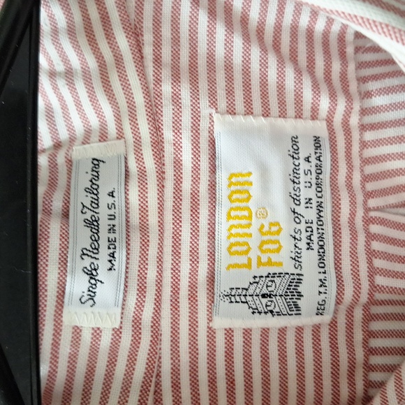 London Fog Pink and White Striped Button Down Shirt - Picture 2 of 4